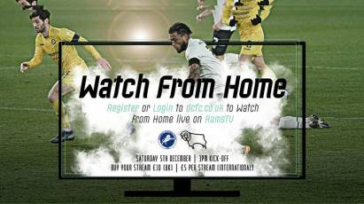 Watch From Home: Millwall Vs Derby County LIVE On RamsTV