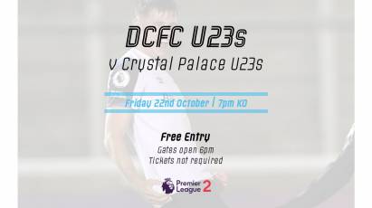 Under-23s To Face Crystal Palace At Pride Park Stadium On Friday Night